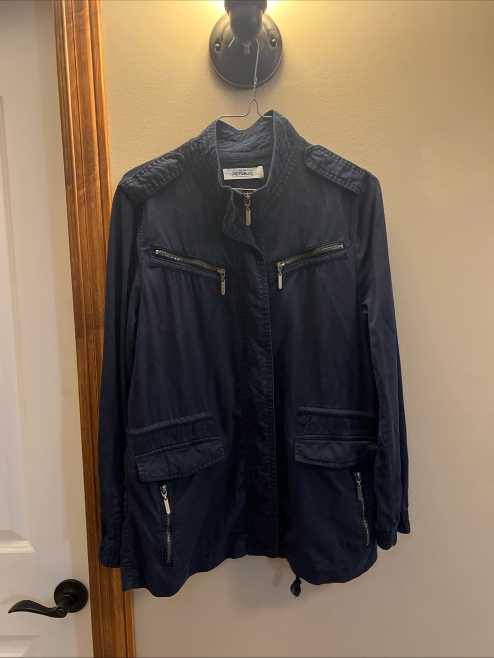 For The Republic Navy Blue Military Field Jacket